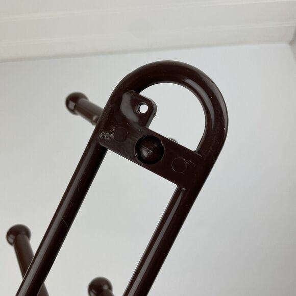 Vintage 80s Brown Plastic Wall Mounted 3 Hooks Hanger Yaffa Style Retro Entryway - Picture 6 of 11